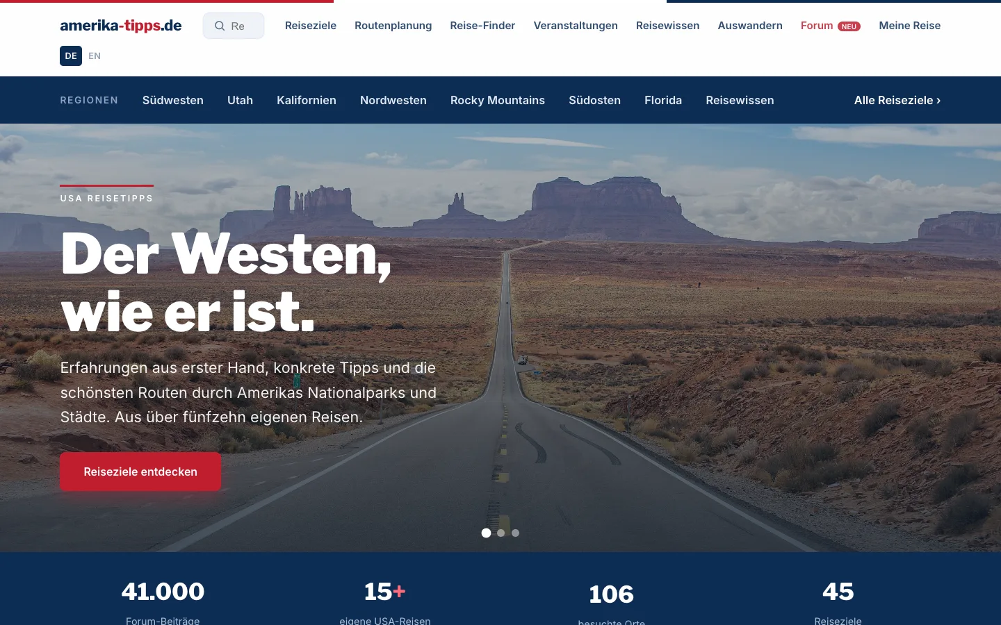 Startseite von amerika-tipps.de