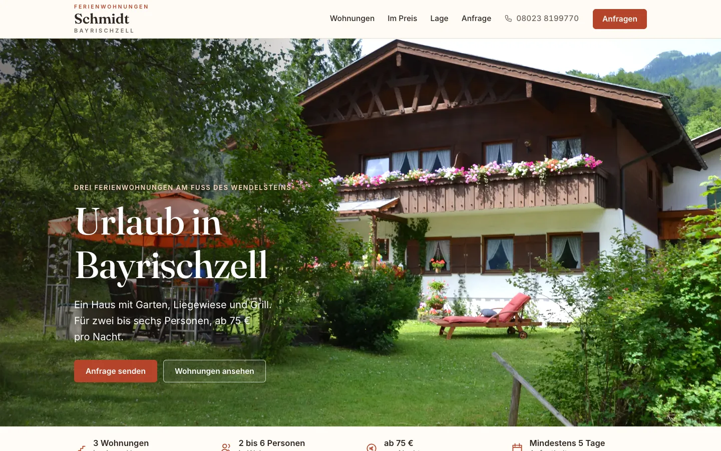 Startseite von ferienwohnung-bayrischzell.eu