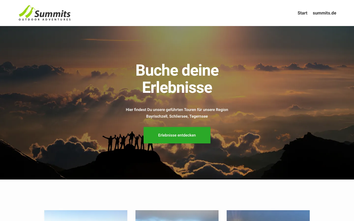 Startseite von summits-erlebnisse.de