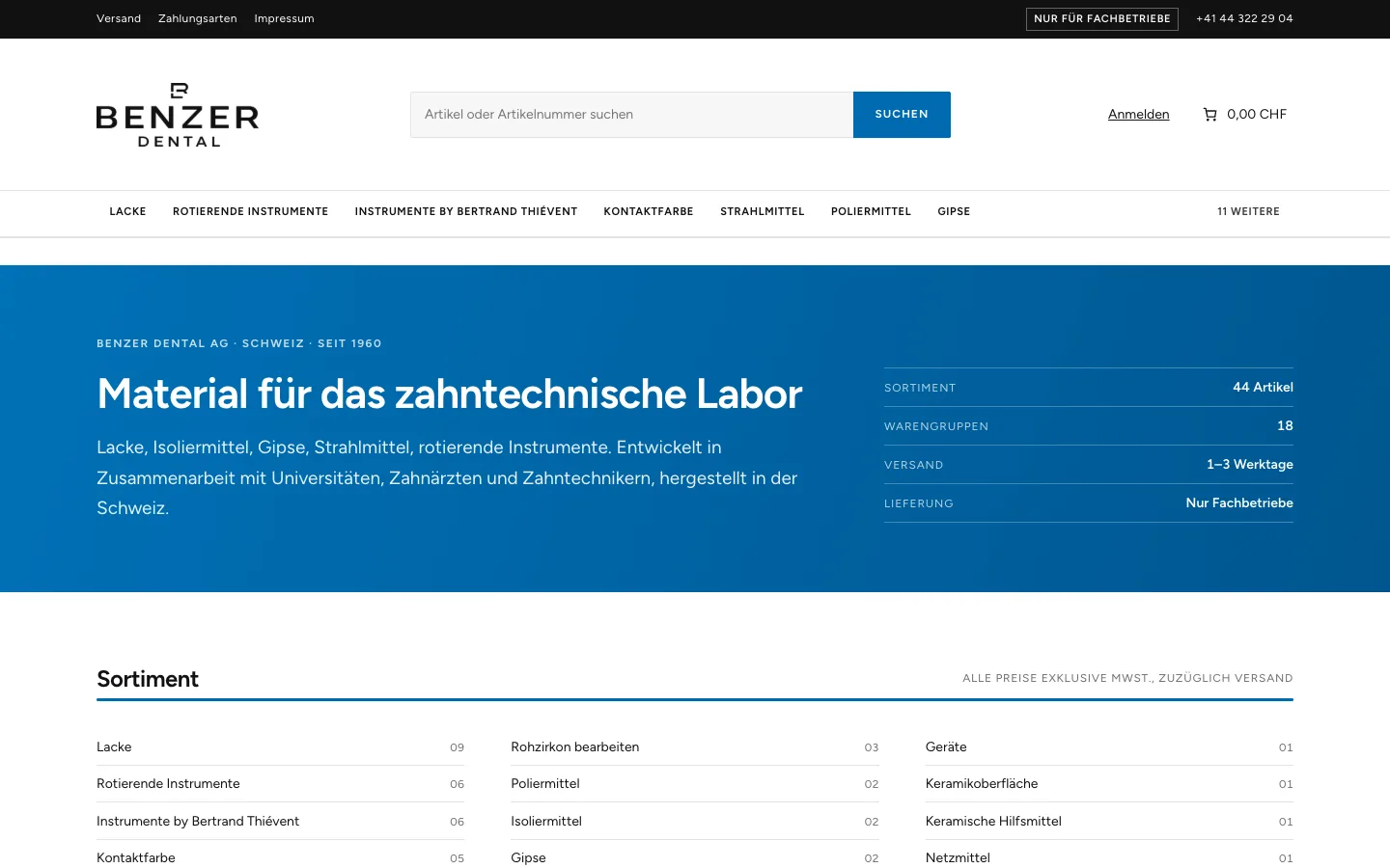 Startseite von benzerdental.ch