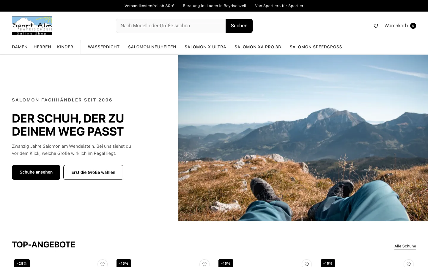 Startseite von sportalm-online-shop.de
